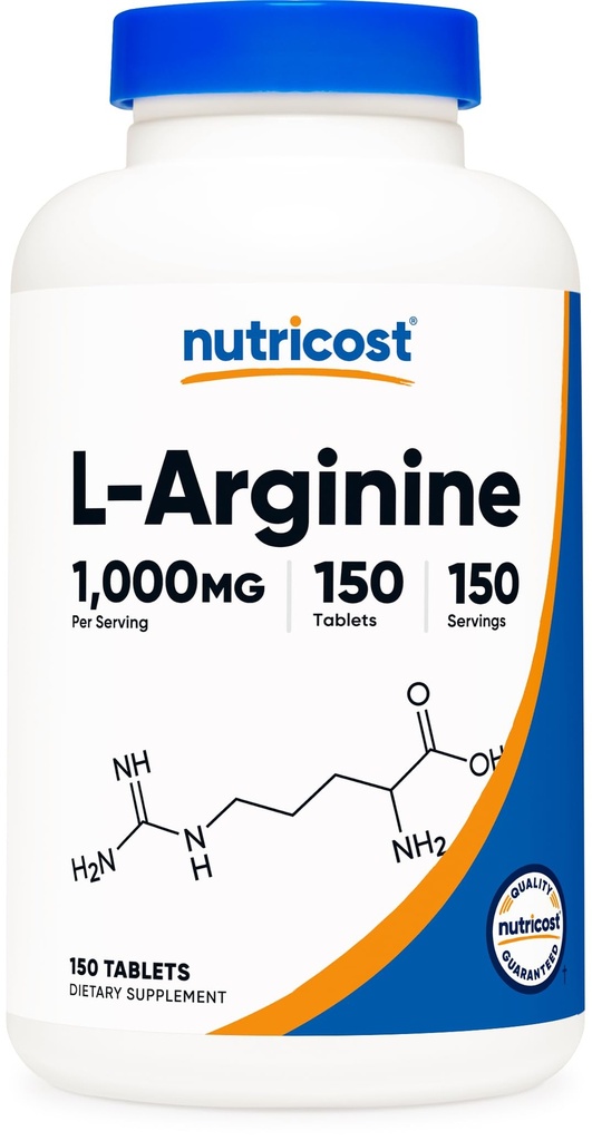 Nutricost L- Arginina 1000mg, tabletki zawierające kwas aminowy (150 tabletek)
