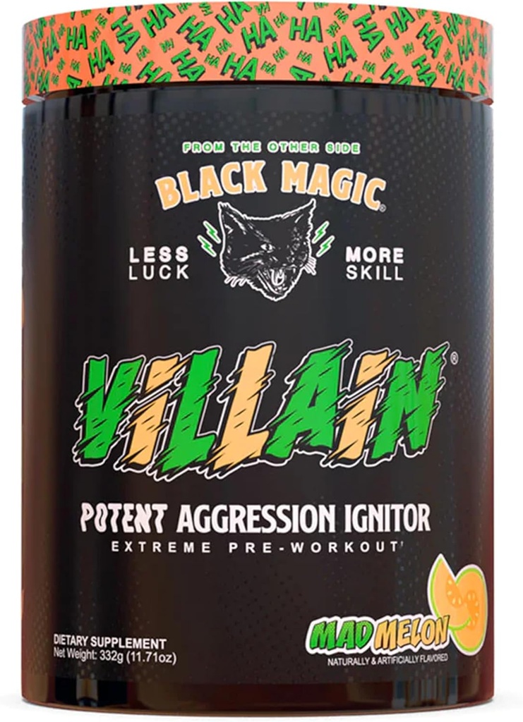 Black Magic Supply Villain High- Stim Nootropic Pre- Workout - Beta- Alanina, L- Tyrozyna, & Kofeina - Pompa & Focus - 25 Sług (Mad Melon)