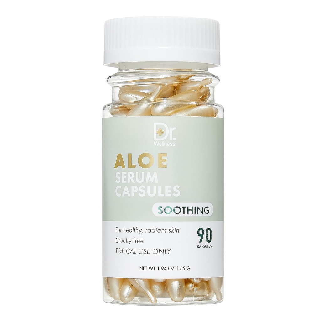 Dr Wellness Aloe Serum kapsułki - Kojąca formuła 124; 90 Kapsułki 124; Promowanie Zdrowej, Promienistej skóry 124; Spokojny i Hydrate Uzupełnienie