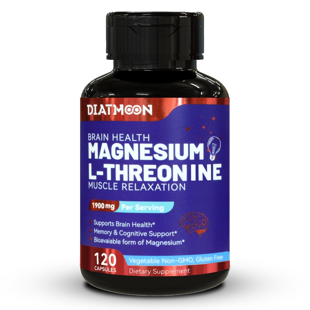 Magnezu L- Threonine Kapsułki, Magnezu Threonine Suplement, 1900mg Magnezu L- Threonine, Nie GMO, Gluten Free - 120 Kapsułki Veg