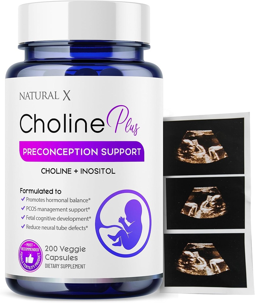 Cholina i Inositol Preconcept Witaminy dla kobiet - Suplement mieszanki płodności, Wspiera zdrową ciążę i Baby 's Cognitive Development, Poprawa jakości jaj, Hormon Równowaga (200 Kapsułki)