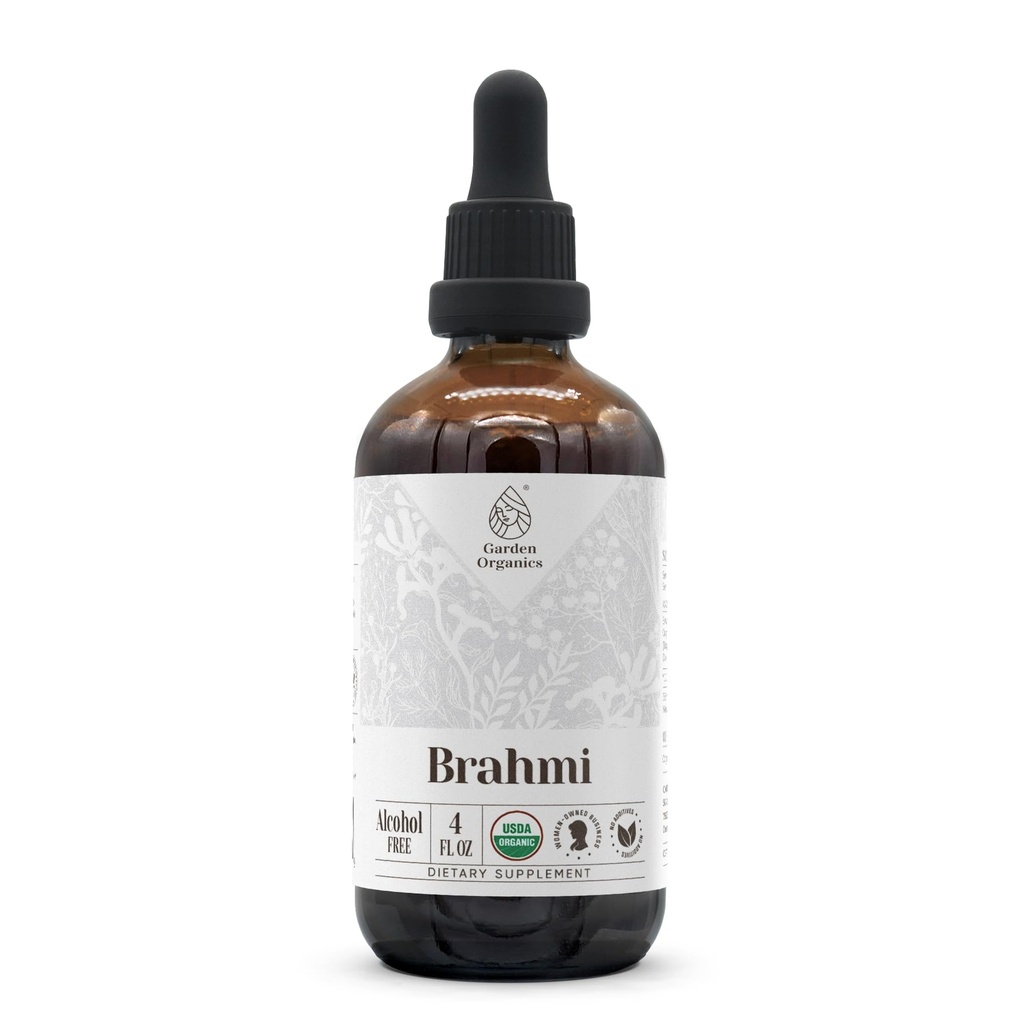 Brahmi USDA Organic Description 124; Alcohol- Free Extract, Organic Herbal Drops, Supplement Description 124; Incture Made from 100% Certified Organic Brahmi (Bacopa Monnieri) Dried Herb 4 oz