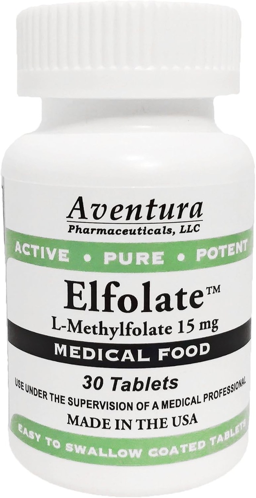 ELFOLATE ® 15 mg L- metylfolan Metylfolan metylu Metylfolan Medical Food Supplement Professional Siła Czysta Moc 30 Tabletki