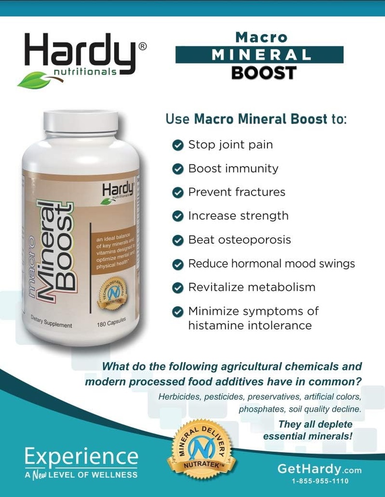 Makro Mineral Boost - Wysoka Intensywność Suplement wapnia dla zdrowia kości i zębów z witaminą C, D, K, wapniem, fosforanem i magnezem, Ultra Absorbable