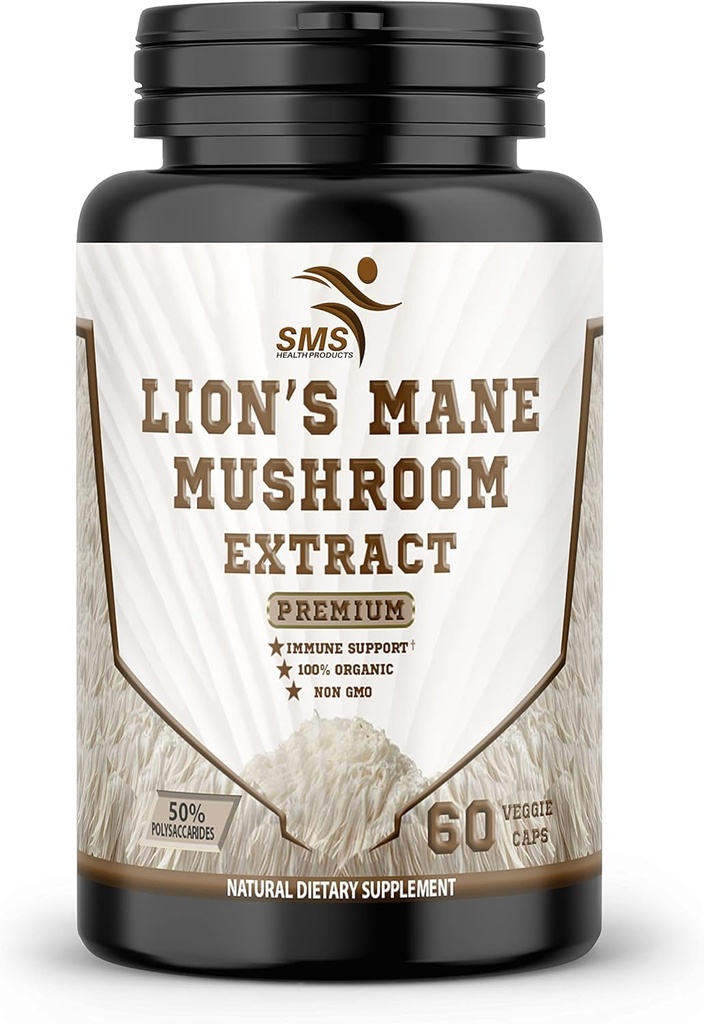 Lion 's Mane Pigułki Mushroom Cognition Kapsułki (60 Kapsułki wegetariańskie) 30% Polisacharydy - Lions Mane Extract Kapsułki 124; Suplement mózgu, dla zdrowia mózgu i wsparcia pamięci