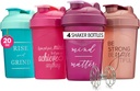 GOMOYO [4- Pack] 20 oz butelki shaker protein 124; Women 's Shaker Cups for Protein Shakes 124; Small Blender Shaker Butelka zestaw 124; zmywarka Sejf z 4x Mieszalniki drutu 124; Pink, Purple, Teal, Rose
