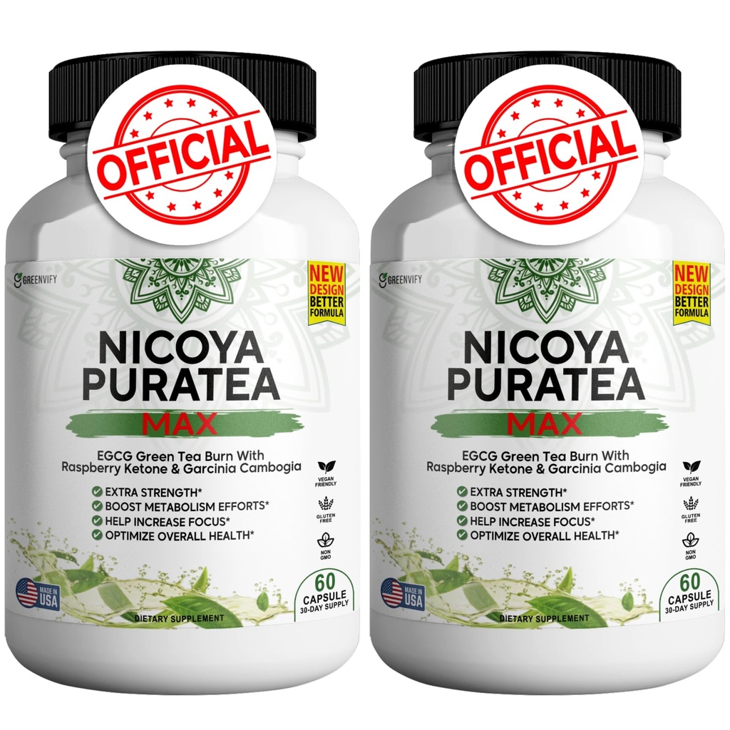 Nicoya PuraTea Max Green Tea Extract & Zielona Fasola kawy dla wsparcia metabolizmu, Natural Energy Boost, Antyoksydant- bogaty suplement - 120 Kapsułki