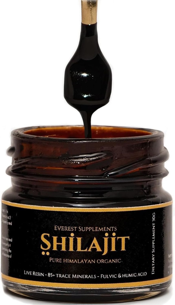 Shilajit Pure Himalayan Organic Shilajit Resin - Shilajit for Men - Gold Grade 500 mg Maximum Potency - 85 Trace Minerals & Fulvic and Humic Acid for Energy Immune Support, 30 Grams
