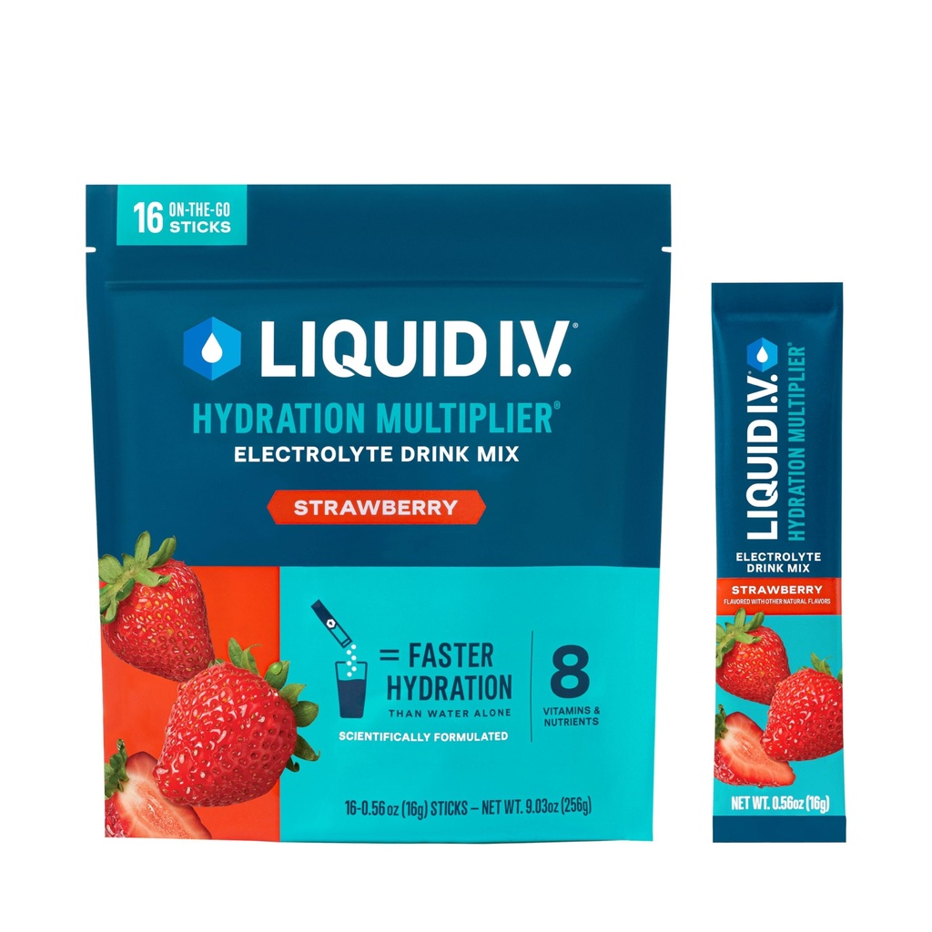 Płyn I.V. ® Nawodnienie Multiplikator - Truskawka 124; Napoje proszkowe elektrolity Mieszanka 124; 1 opakowanie (16 Servings)