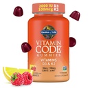 Ogród Witaminy Życia Kod D3 & K2 Gummie z Prebiotykami i Probiotykami - Bone Health, Immune Health, and Digestive Support, Non-GMO, Gluten- Free, Malina Lemon Flavor, 45 Gummies