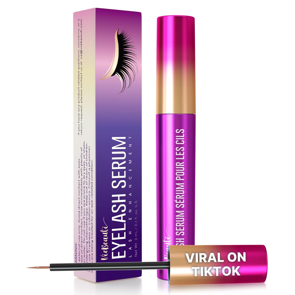 VieBeauti Premium Eyelash Growth Serum: Lash Enhancing Serum z zaawansowaną formułą do zwiększenia dłuższe Fuller i grubsze rzęsy wyglądające - Wegan & Cruelty- Free for Sensitive Eyes 3ml 3-miesięczne dostawy