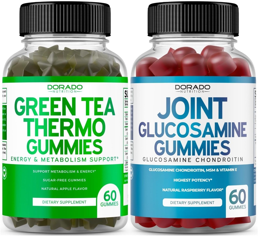 Zielona herbata tłuszcz Burner Weight Loss (60 Gummies) Apetite Suppressant Weight Loss Supplement for Men & Women and Glucozamine Chondroitin Joint Supplements (60 Count) Joint Supplements for Dorosłe