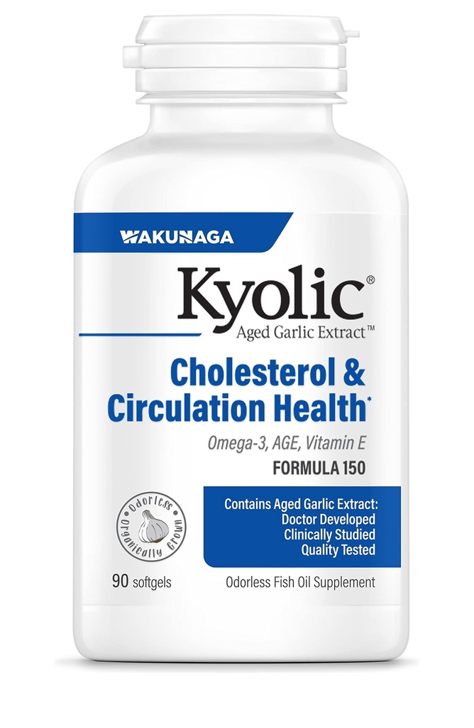 Kyolic Aged Garlic Extract Formula 150, Cholesterol & Circulation Health*, 90 softgels