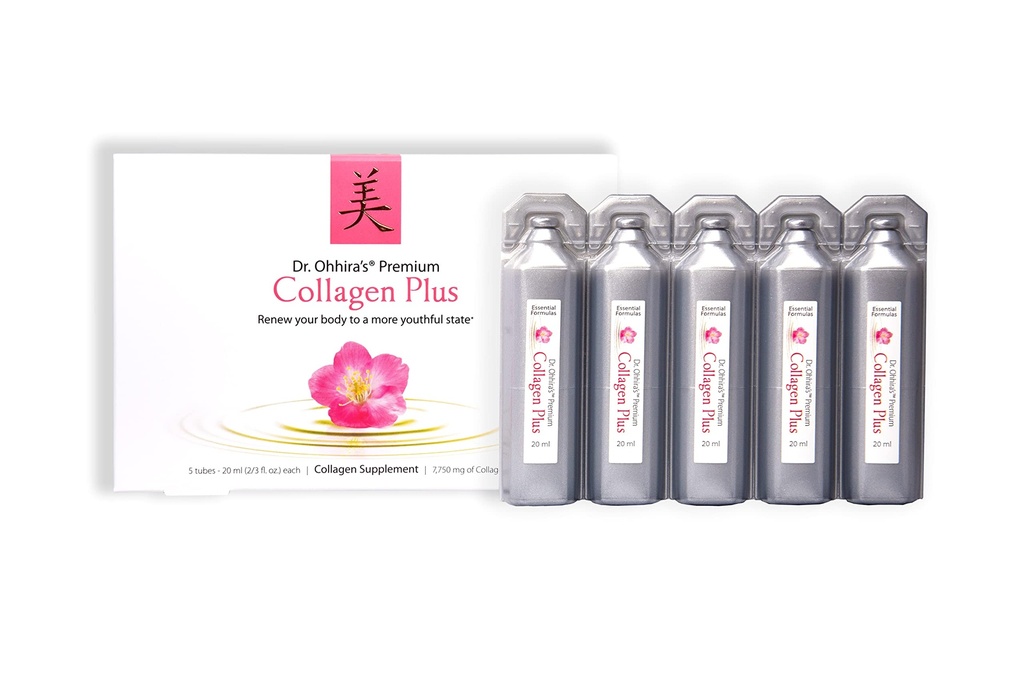 Dr Ohhira 's Premium Collagen Plus. Płynny, łatwo mieszany suplement Collagen z 7,750 mg marine Collagen Peptydes, Plus Cherry Blossom Extract, i Plant- Based koncentrat probiotyczny, 5 Pack