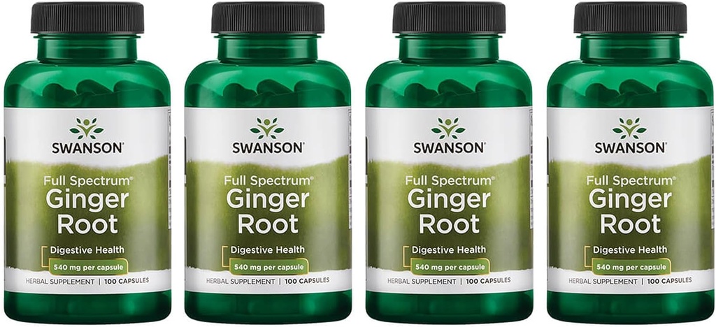 Swanson Full Spectrum Ginger Root 540 mg 100 Caps (4 opakowania)