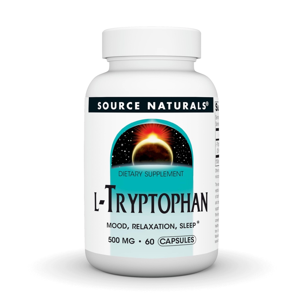 Źródło Naturals L- Tryptofan, for Mood, Relaxation, and Sleep *, 500mg - 60 kapsułki