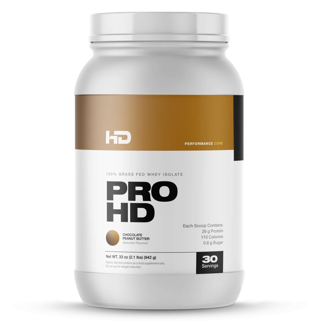 Białko HD MUSCLE ProHD 124; 100% izolatu serwatki paszowej z trawy 124; 25g białka, 114 Calories, 0g tłuszczu 124; Zero Fillerów lub Amino Spiking 124; 30 Sług (Czekoladowy Masło orzechowe)