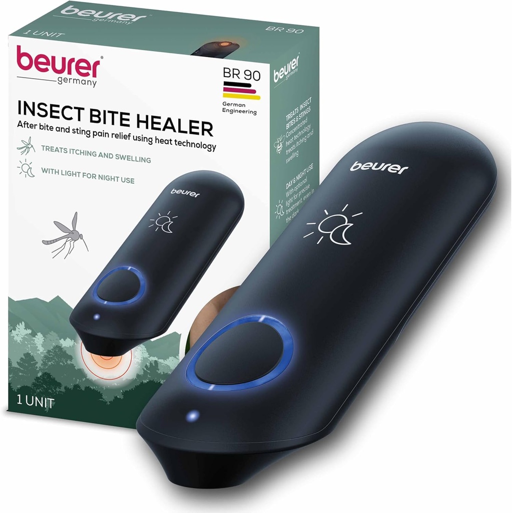 Beurer BR90 Insect Sting i Bite Relief z lekkim, Chemical- wolny Uzdrawiacz Bug Bite na dzień i noc, Elektroniczne urządzenie ciepła dla po ugryzieniach Mosquito do złagodzenia swędzenia i opuchlizny