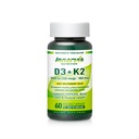 Witamina D3 5000 j. m. + K2 MK- 7 100mcg - kość, serce i wsparcie immunologiczne, łatwe do połknięcia, 60 kapsułek