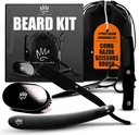 Royal Clips Beard Kit Bit124; 4 Piece Beard Grooming Kit Bit124; Beard Brush, Grzebień, Nożyczki i Prosty Razor - Idealny prezent dla mężczyzn, Męża, Chłopców, Rodzina & Przyjaciele