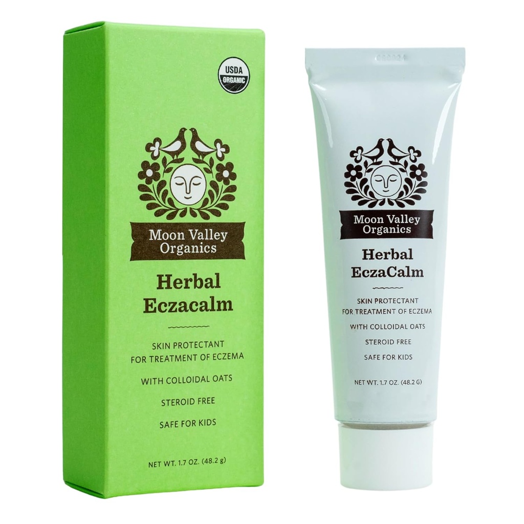 Moon Valley Organics Eczacalm, Eczema i łuszczyca Śmietana, Herbal Skincare Maintment for Dry and Itchy Skin, Balsam z Colloidal Oats, Beeswox i Aloe Vera, 1.7 oz
