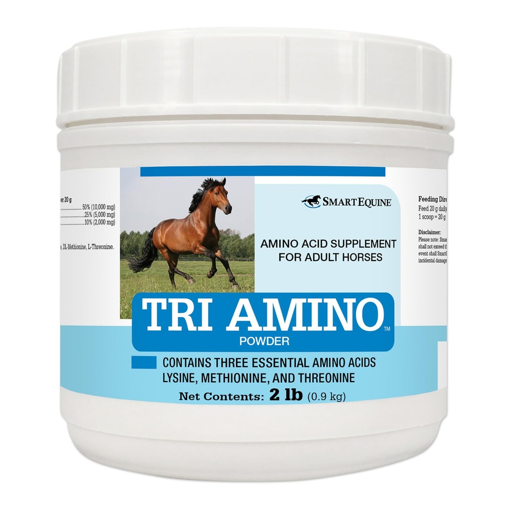 SmartEquine Tri Amino Supplement 124; Lisine Horses Supplement with Methionine & Threonine for Strong Muscles 124; Healthy Topline Assist in Protein Production Assist 124; 2 LB