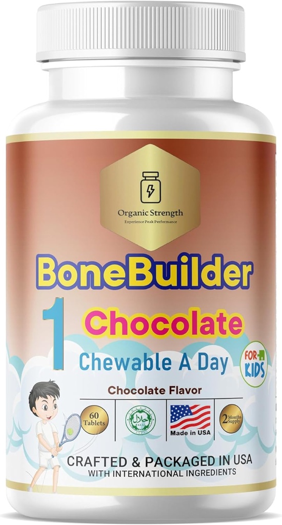 Dzieci Bone Builder 1 Chewable Dzień Halal Witaminy czekoladowy aromat dla wieku 4- 12 60 Służenie