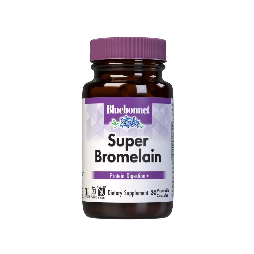 BlueBonnet Super Bromelain Kapsułki wegetariańskie, Ananas, 500 mg, 30 Hrabia