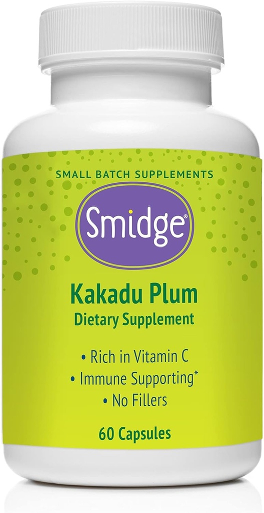Smidge ® Kakadu Plum kapsułki, 60 ct. Czysta, niezmodyfikowana witamina C z australijskiej śliwki Kakadu. Bez Fillerów, bez kwasu askorbinowego