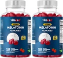 Melatonina 20 mg Gumiaki - 180 Hrabia - Beznarkotykowy - Naturalny aromat truskawkowy - Wegetarianin, Non-GMO, Gluten Free (2 butelki)