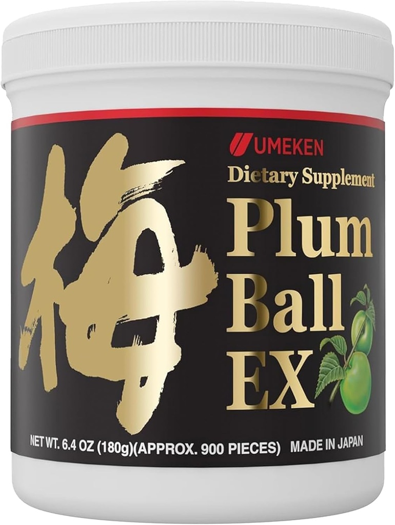 Umeken Plum Ball EX, koncentrat ekstrakt z przeciwutleniaczami, kwas cytrynowy i mumefural, suplement dzienny, japoński zielony ekstrakt śliwkowy, 3 miesięczne dostawy, 6.4oz, 180g butelka, opakowanie 1