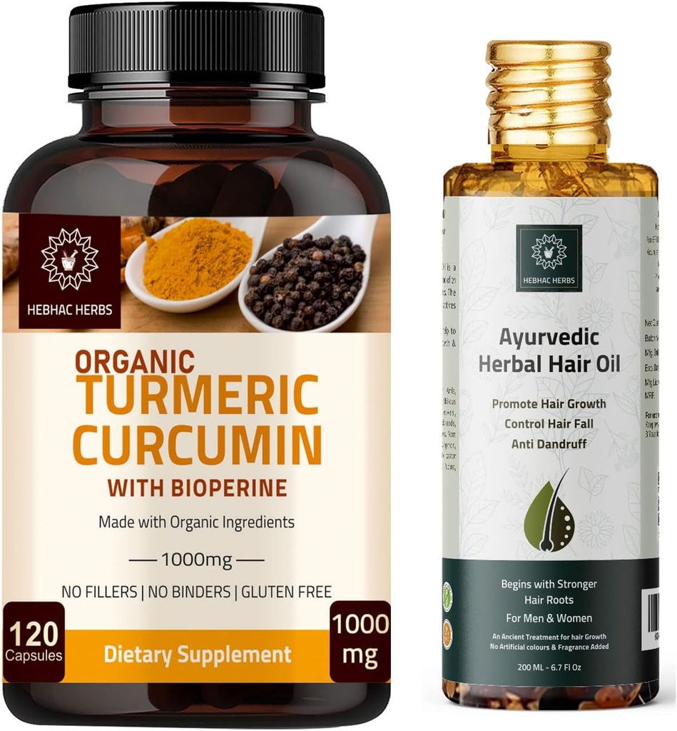 Kurkumina Kurkumina Kapsułki i Ayurvedic Herbal Hair Oil