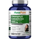 NusaPure Chlorophyll 200: 1 Extract, 400 mg Ekwiwalent 80,000mg 60 Veggie Caps (równoważny 800mg na Serving, Non-GMO, Vegan) Sodu Copper Chlorophyllin