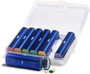Metal Cotygodniowy Pill Organizator 2 razy dziennie, Aluminiowy Alloy Przenośny Pill Box 7 dzień, PM dwa razy dziennie Pill Case for Witamina, Medycyna, Suplement, Olej rybny