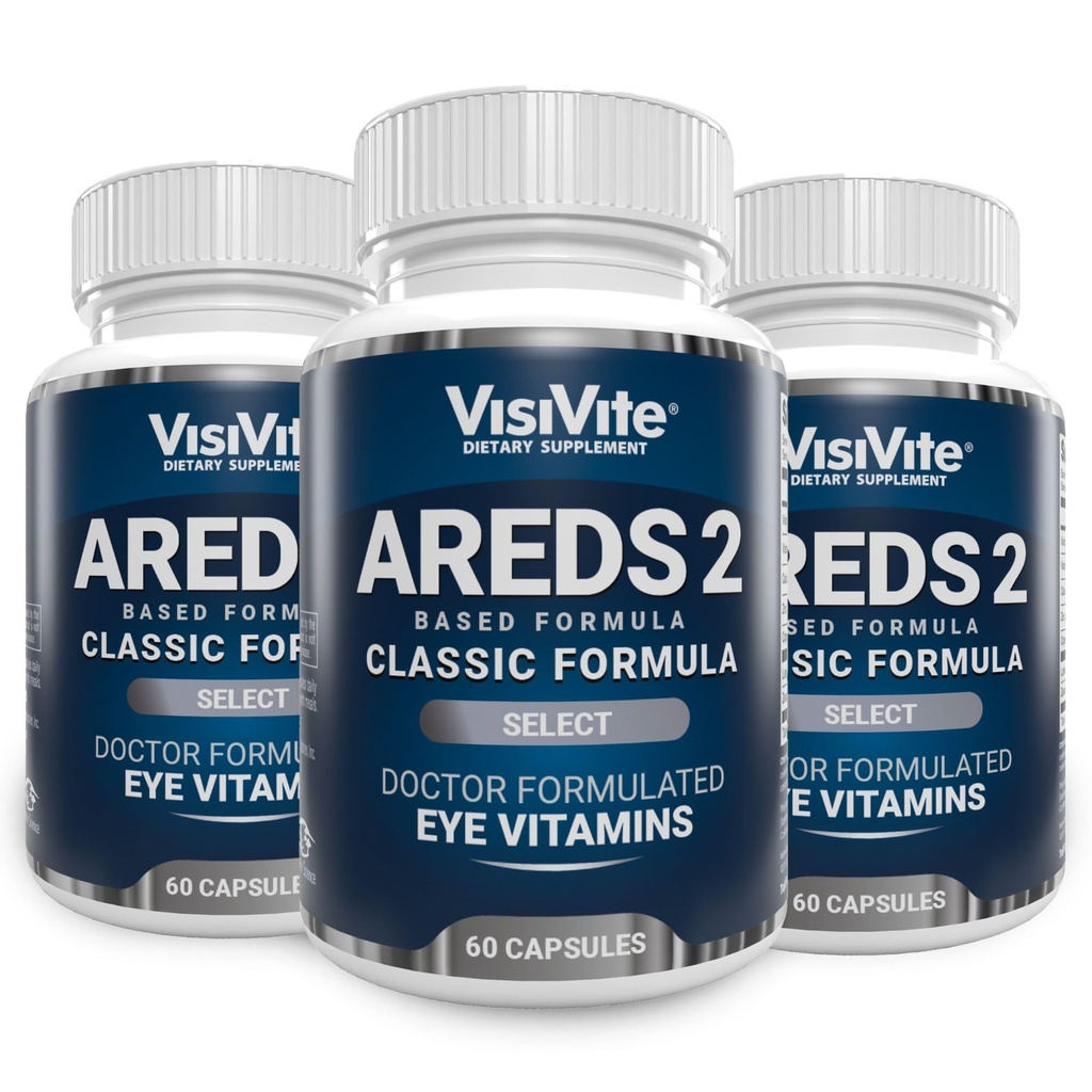 AREDS 2 Wybierz Vitaminy oczu do wsparcia plamki - Witaminy do oczu z zeaksantyny Plus Luteina dodatek do plamki - Premium Formuła zdrowia plamki - Suplementy do oczu - 60 Kapsułki - (Opakowanie 3)