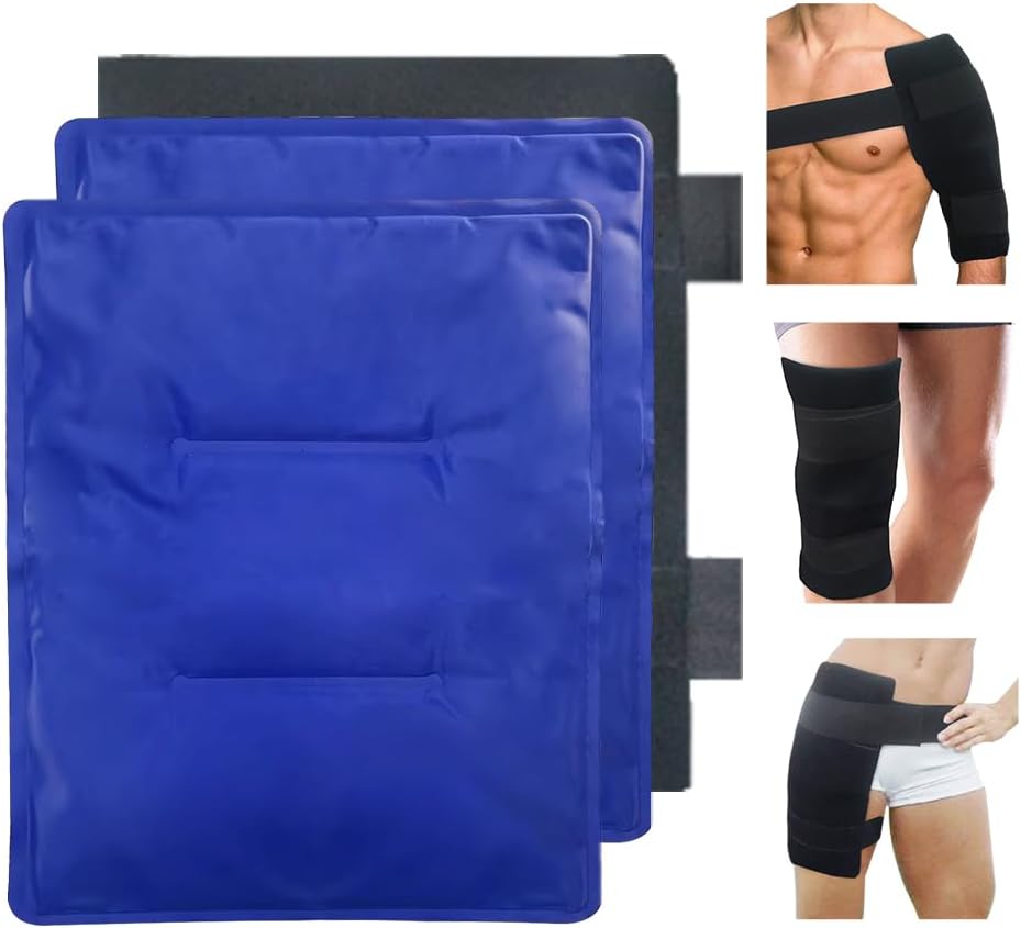 Duże żelowe miękkie opakowania elastyczne na lód dla urazów, wielokrotnego użytku mroźnik zimny Pack, Hot Cold Compress Therapy, 2 paczki żelowe na plecy, Ramię, Kolano, Hip, Noga, Ramię, 11 "x14"