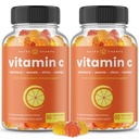 NutraChamps Witamina C Gummie dla dorosłych i dzieci, 5- in-1 Wsparcie systemu immunologicznego z Elderberry, Róża, Citrus Bioflavonoids & Acerola Cherry, Suplement do Wzmacniacza odporności (Opakowanie 2)