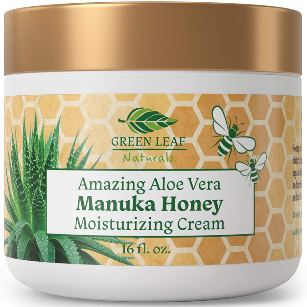 Manuka Honey Eczema Cream Moisturizing Lotion Fragrance Free For Psoriasis Relief - Itchy, Dry Skin Rash Ointment - Skin Soothing Moisturizer - Body & Face Cream - Kids & Adults 16oz