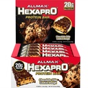 ALLMAX HEXAPRO PROTEIN BAR, Chocolate Chip Cookie Dough - Opakowanie 12 - Przekąski wysokobiałkowe - 20 g białka na bar - Z izolatem białka serwatki