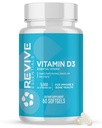 Revive MD suplement witaminy D3, 5000 j. m. - Wysoka moc Cholekalcyferol dla wsparcia immunologicznego, Wchłanianie wapnia, Bone & Muscle Health - Suplement dietetyczny niezawierający GMO - 60 Softgels