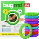 BugMD 10 Pack Mosquito bransoletki, Deet- Free Bandy dla dorosłych i dzieci, Naturalne i wodoodporne Citronella bransoletki na kempingu, piesze wycieczki, plaża, Travel & Outdoor Essentials