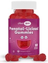 Maxi Health Women 's Organic Prenatal Gummies - Kosher Cherry Flavored Pre Natal Gummy - Prenatal Vitamin dla kobiet z kwasem foliowym i żelazem dla rozwoju płodu, 60 Hrabia