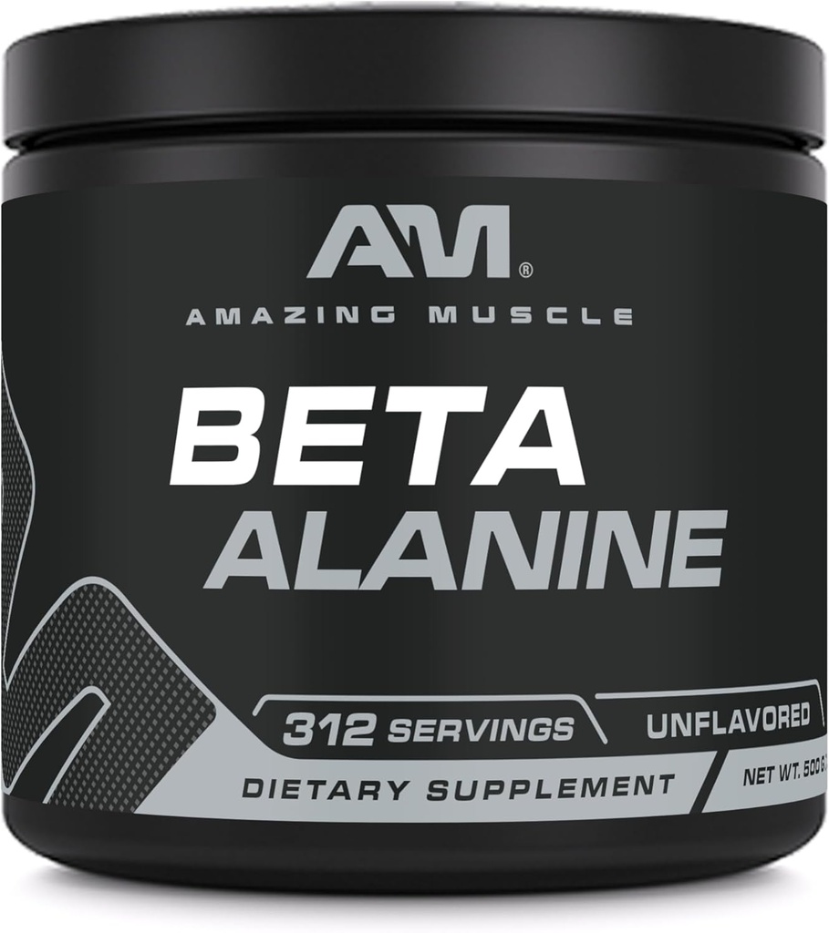 Amazing Muscle Beta- Alanine Powder Supplement Budapest 124; 1600 Mg Budapest 124; Unflavored Between 124; 500 G (1.1 LB) Nex124; 312 Servings Nex124; Non-GMO Nex124; Made in USA