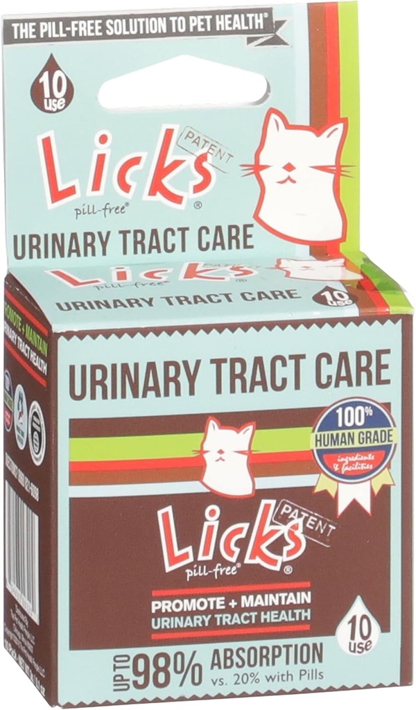 Licks Pill- Free Cat Urynary Tract Care - Cat UTI Care and Prevention Gel Packets - Urynary Tract Infection Supplement for Cats - Omega 3 Fish Oil and L- Lysine Supplement - Gel Packets - 10 Use