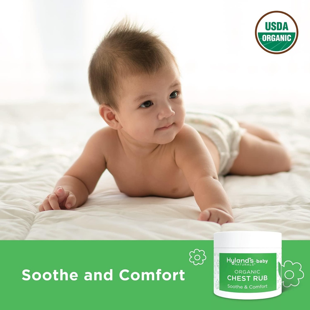 Hyland 's Baby Organic Chest Rub, Soothe and Comfort, z organicznym Lavender, Peppermint i Rumomile Flower Oil, Safe and Gentle, Dermatolog Tested, 1.76 Oz, Niemowlę (Opakowanie 2)