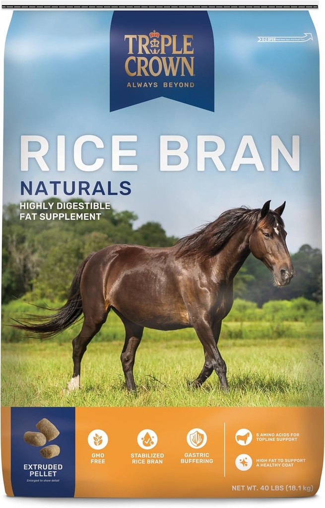 Triple Crown Rice Otręby, Otręby ryżowe dla koni, Koń suplement wagi, 40 funtów