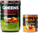 Nutrologia Zielone i owocowe Powder- Naturalne zasolone Superfood, Czekolada (30 Słupki) BCAA Naturalne, Rośliny oparte BCAA Proszek, Pomarańczowy aromat kokosowy (30 Słupki)