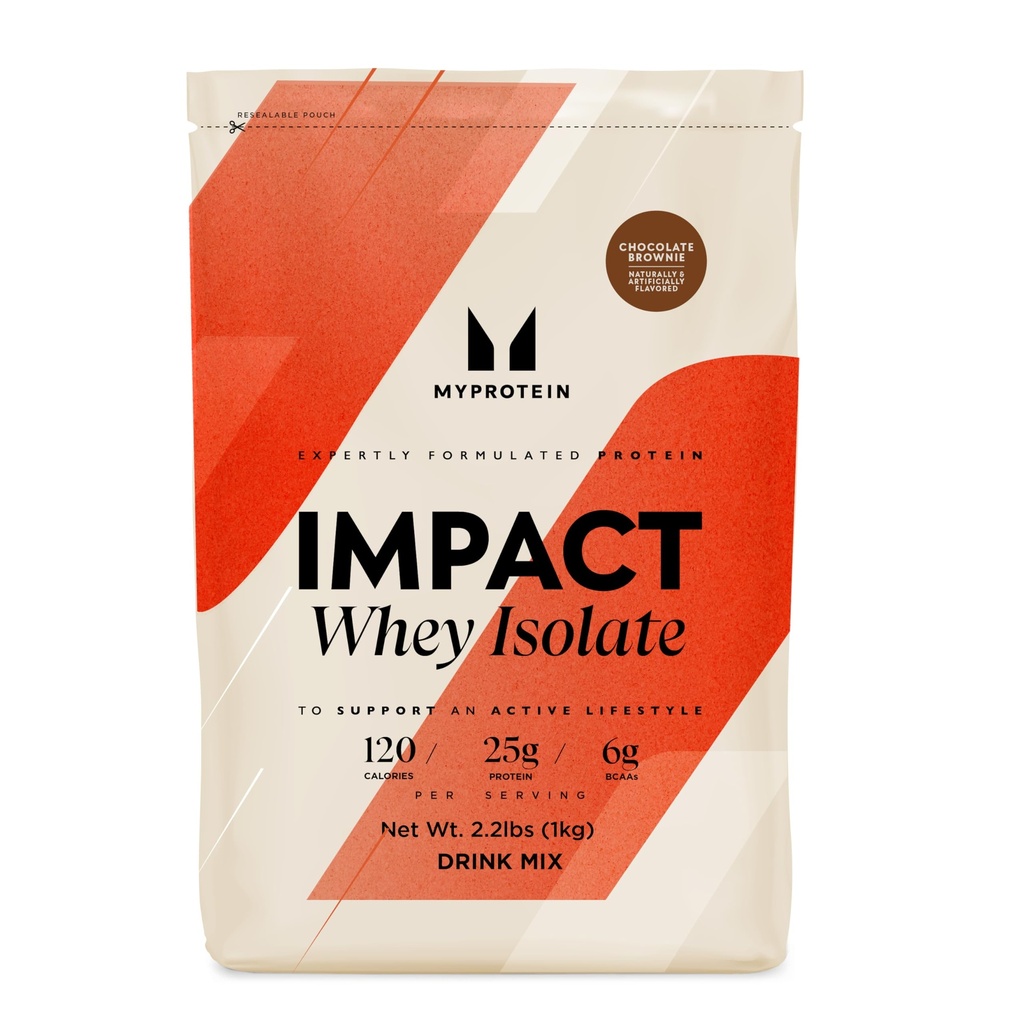 Myprotein Impact Whey Protein Isolate, 2.2 Lbs (30 Służenia) Czekoladowe Brownie, 25g Białko & 6g BCAA Na Podawanie, Gluten- Free Shake dla mięśni Siła & Odzysk