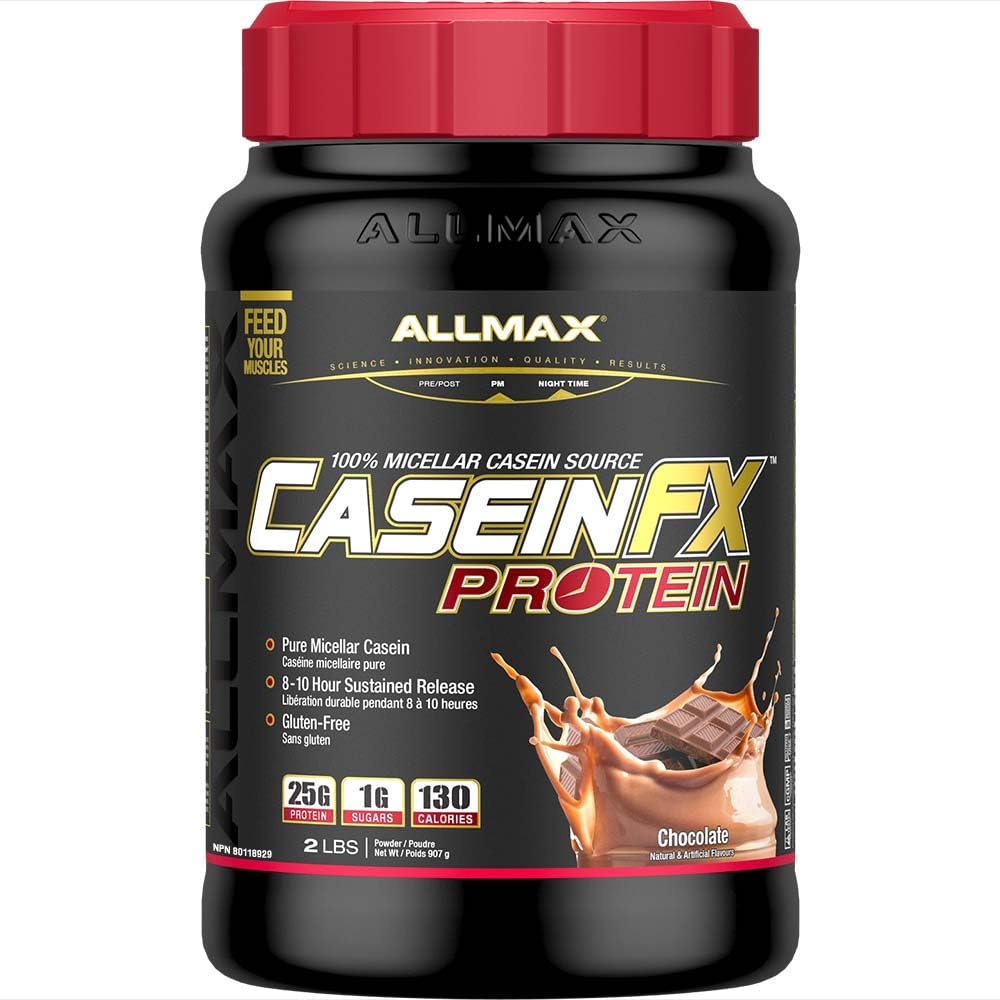 ALLMAX Casein- FX Protein, Czekolada - 2 lb - 25 gramów białka uwalniającego Slow-Release Per Scoop - Niskie węglowodany & Zero dodanego cukru - około. 27 Służenie