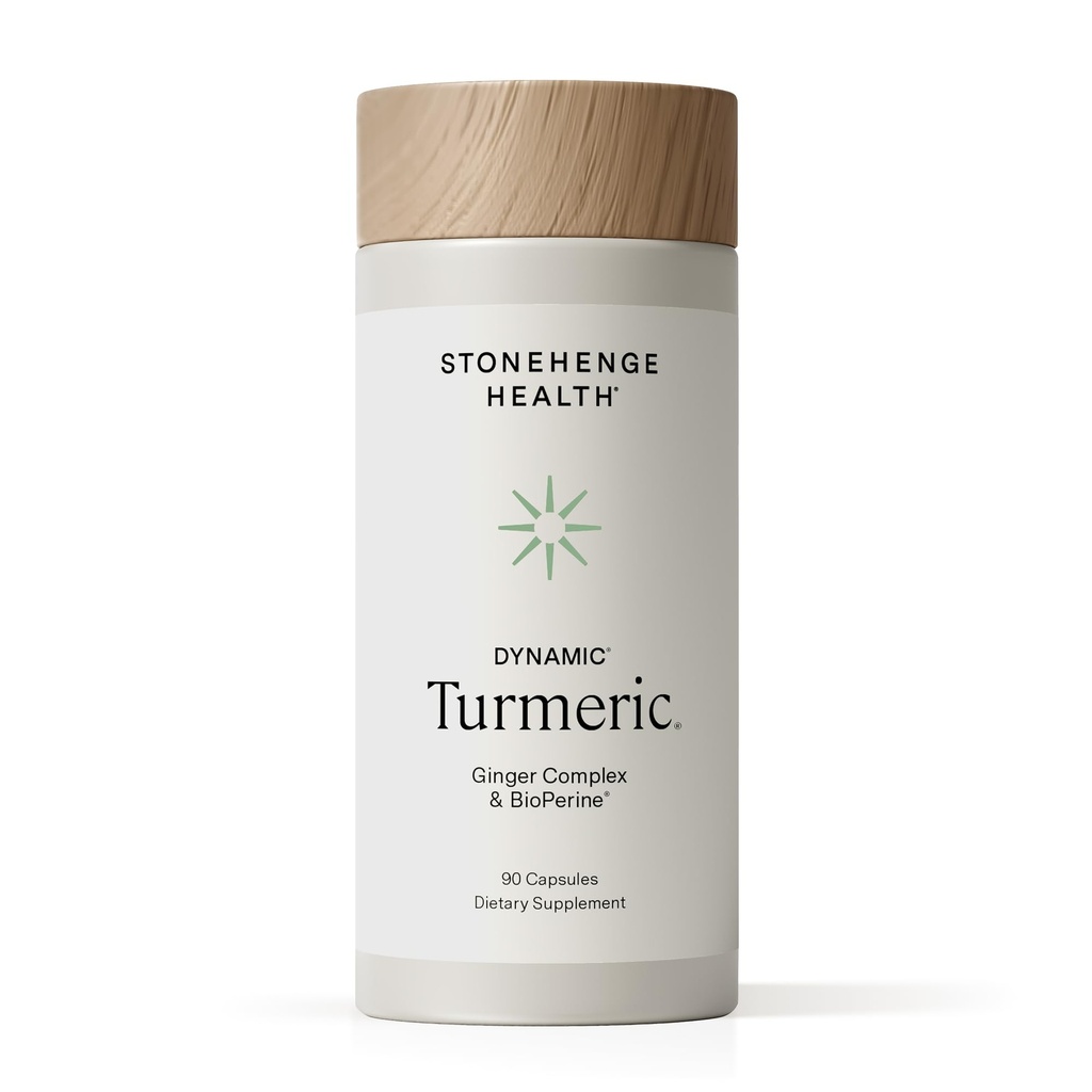 Stonehenge Health Dynamiczna kurkumina turmerowa z imbirem - wysoka potencja - 1,650 mg kurkuminoidy z 95% kurkuminoidy & BioPerine, 90 Kapsułki wegetariańskie